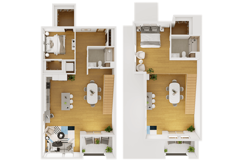 a floor plan of a house with furniture and a living room